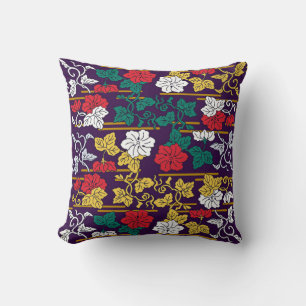 Japanese Traditional Leaf Pattern Throw Pillow