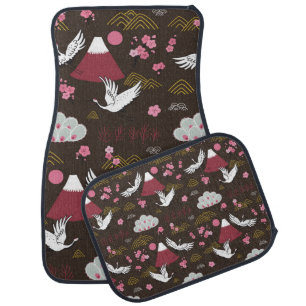Japanese traditional seamless doodle pattern with  car floor mat