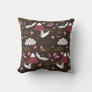 Japanese traditional seamless doodle pattern with  throw pillow