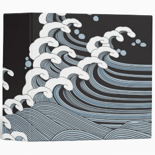 Japanese Traditional Wave Pattern 3 Ring Binder
