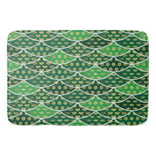 Japanese traditionally auspicious pattern green bath mat