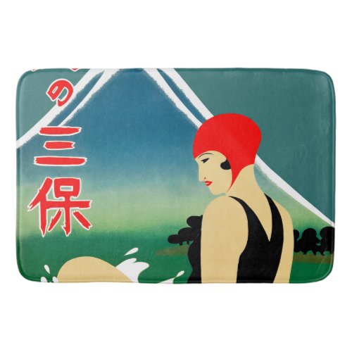 Japanese Travel Tourism Poster 1930s Art Deco Girl Bath Mat