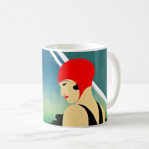 Japanese Travel Tourism Poster 1930s Art Deco Girl Coffee Mug