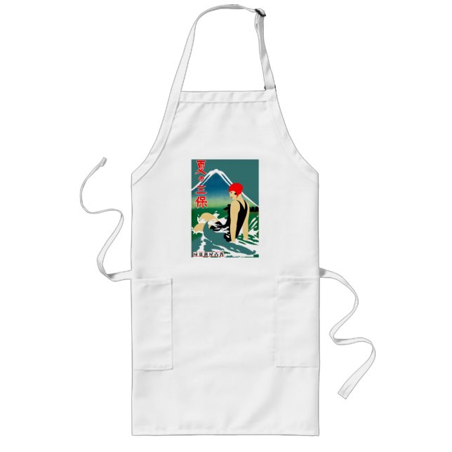 Japanese Travel Tourism Poster 1930s Art Deco Girl Long Apron (Front)
