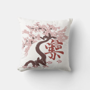 japanese tree throw pillow