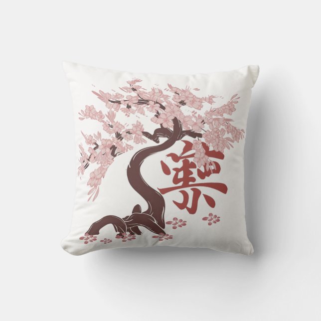 japanese tree throw pillow (Front)
