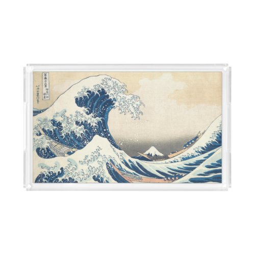 Japanese Tsunami Wave Traditional Art Painting Acrylic Tray