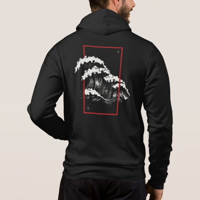 Japanese Ukiyo art wave Hoodie (Back)