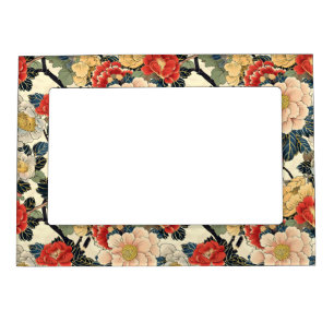 Japanese Ukiyo-E Art Floral Pattern Magnetic Frame