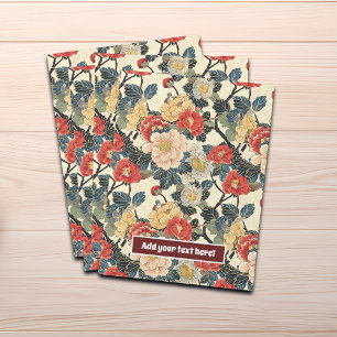 Japanese Ukiyo-E Art Floral Pattern Pocket Folder