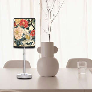 Japanese Ukiyo-E Art Floral Pattern Table Lamp