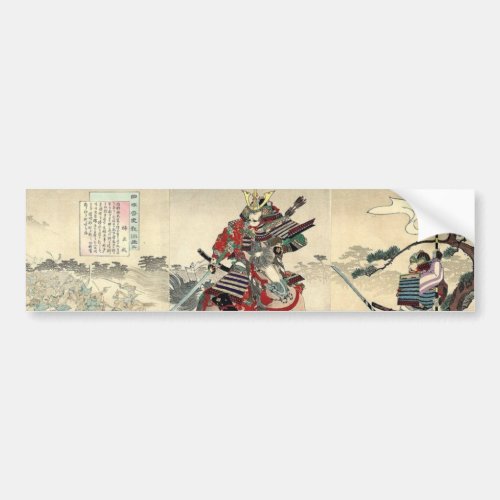 Japanese ukiyo_e horseback knight warrior samurai bumper sticker