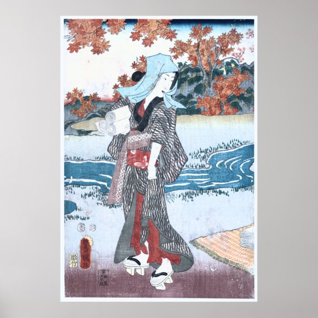 Japanese Ukiyo-e Momiji to onna by Kunisada Poster (Front)