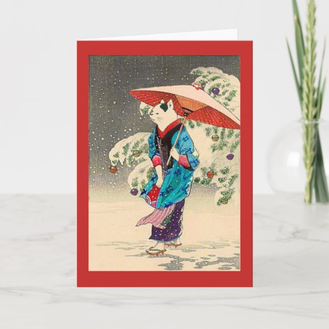 Japanese ukiyoe cat christmas & Holiday (Front)
