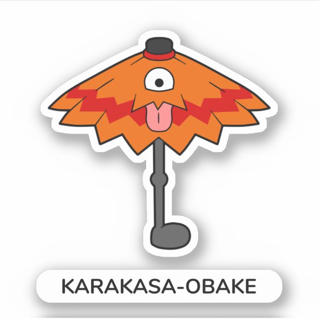 Japanese Umbrella Ghost Karakasa-obake- Fun Yokai Sticker (Front)