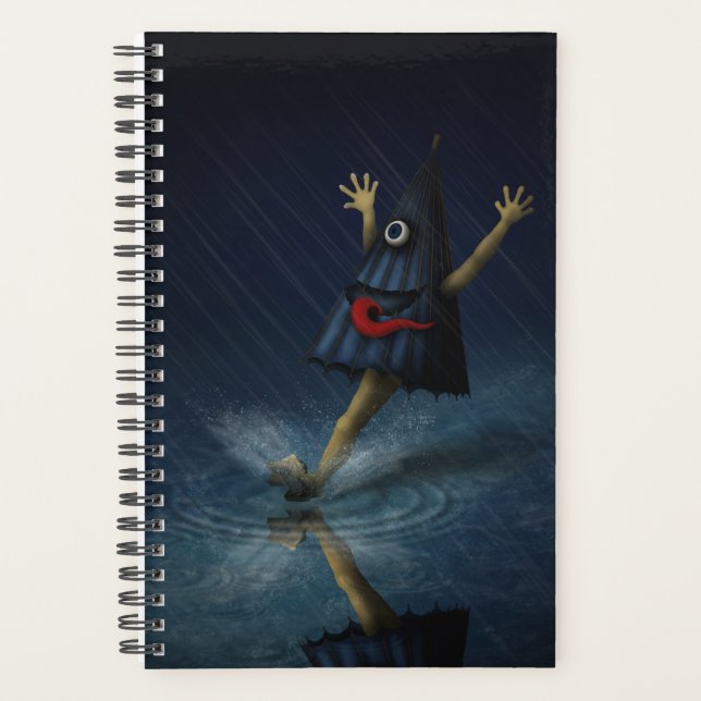 Japanese Umbrella Ghost Rainy Day Customisable Planner (Front)