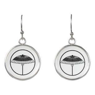 Japanese umbrella in a threadlike ring earrings