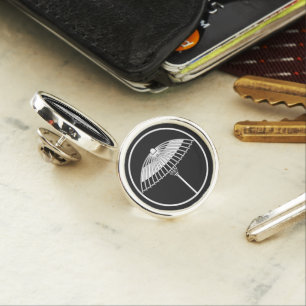 Japanese umbrella in a threadlike ring lapel pin
