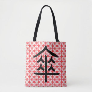 Japanese Umbrella Pattern with Kanji Tote Bag