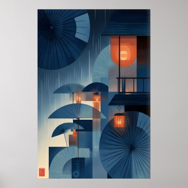 Japanese Umbrella Wall Art Layered Rain and (Front)