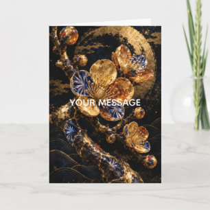 Japanese Ume Plum Blossom Gold Art Personalized  Card
