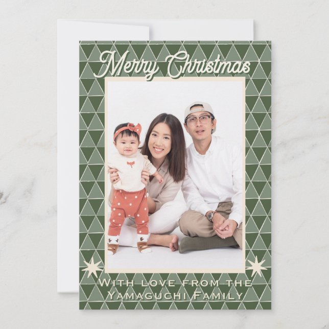 Japanese Uroko Pattern Christmas Photo  Holiday Card (Front)