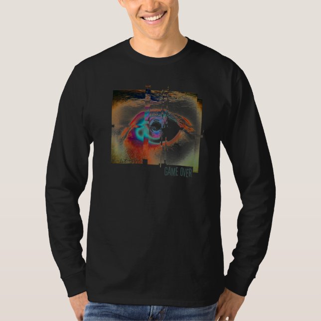 Japanese Vaporwave Watching Eye Game Over Indie Ae T-Shirt (Front)