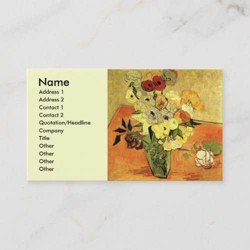 Japanese Vase Roses Anemones by Vincent van Gogh Business Card