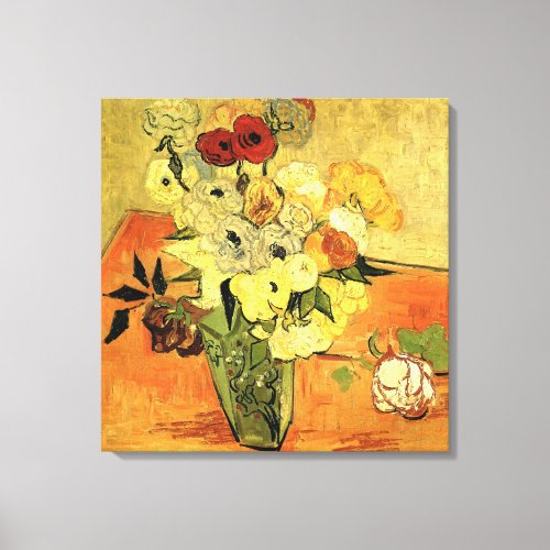 Japanese Vase Roses Anemones by Vincent van Gogh Canvas Print