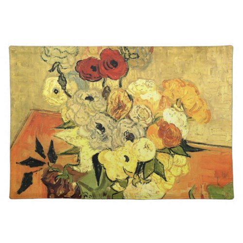 Japanese Vase Roses Anemones by Vincent van Gogh Cloth Placemat