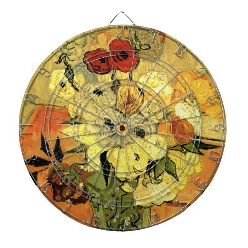 Japanese Vase Roses Anemones by Vincent van Gogh Dart Board