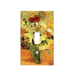 Japanese Vase, Roses, Anemones by Vincent van Gogh Light Switch Cover