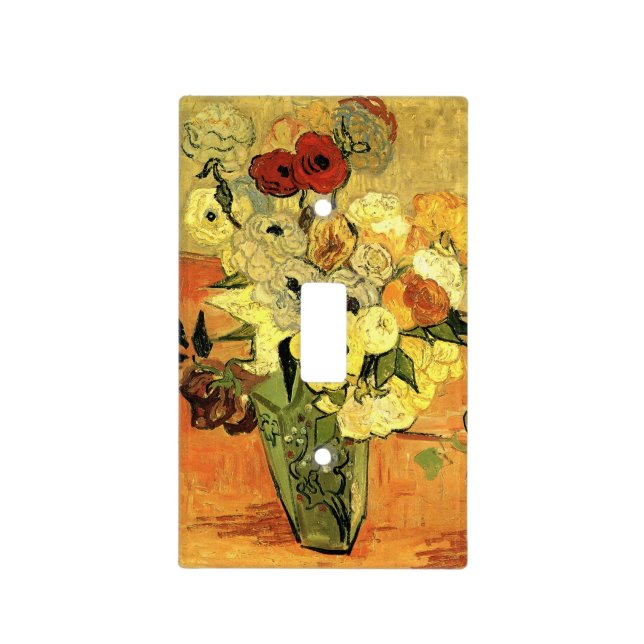 Japanese Vase, Roses, Anemones by Vincent van Gogh Light Switch Cover (Front)