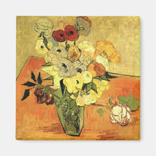 Japanese Vase, Roses, Anemones by Vincent van Gogh Magnet