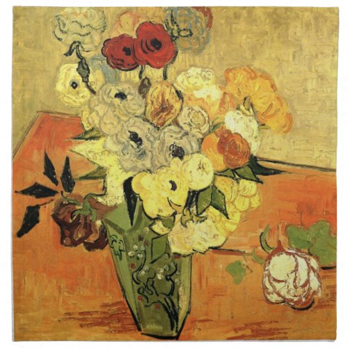 Japanese Vase Roses Anemones by Vincent van Gogh Napkin