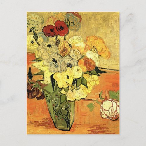 Japanese Vase Roses Anemones by Vincent van Gogh Postcard