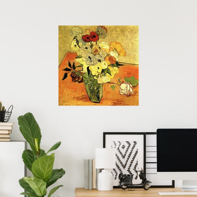 Japanese Vase, Roses, Anemones by Vincent van Gogh Poster (Home Office)