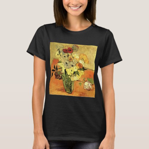 Japanese Vase Roses Anemones by Vincent van Gogh T_Shirt