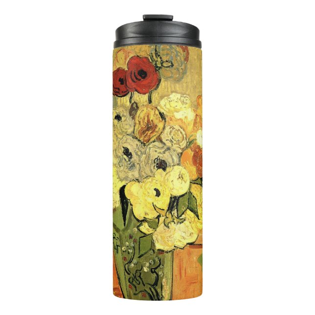 Japanese Vase, Roses, Anemones by Vincent van Gogh Thermal Tumbler (Front)