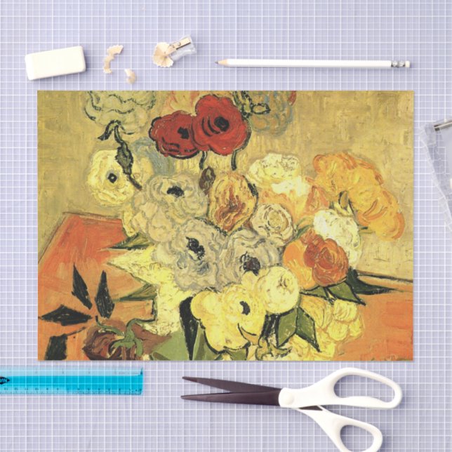 Japanese Vase, Roses, Anemones by Vincent van Gogh Tissue Paper (Craft)