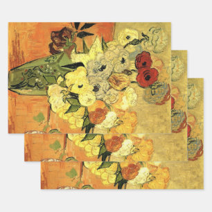Japanese Vase, Roses, Anemones by Vincent van Gogh Wrapping Paper Sheets