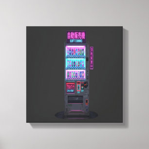 Japanese Vending Machine Cyberpunk Pixel Art Canvas Print