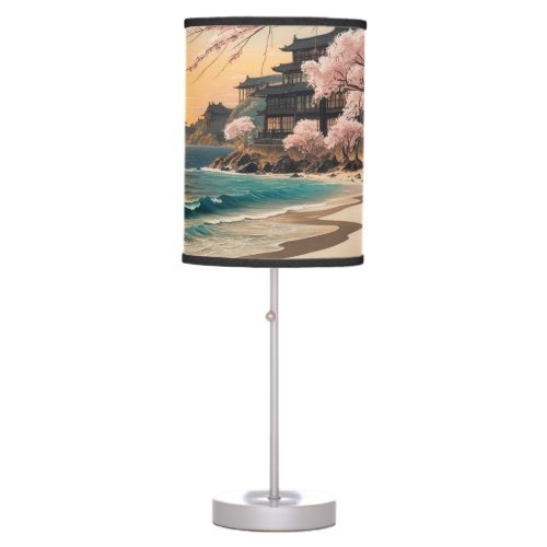 Japanese Village Sunrise  Table Lamp