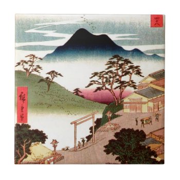 Japanese Village With Mountain Ceramic Tile by VintageAsia at Zazzle