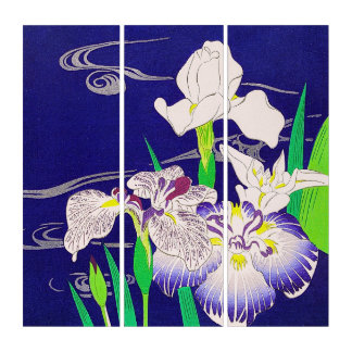 Japanese vintage art Irises Triptych art