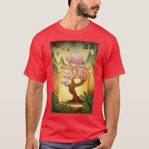 Japanese Vintage Artwork Bonsai Mountain Range Lan T-Shirt