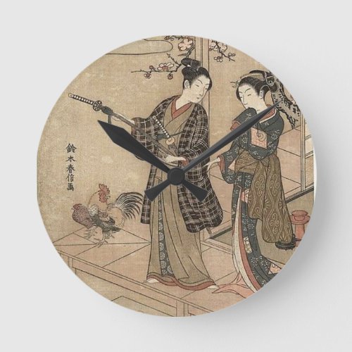 Japanese Vintage Beauty Geisha Lady Woman Maiko Round Clock