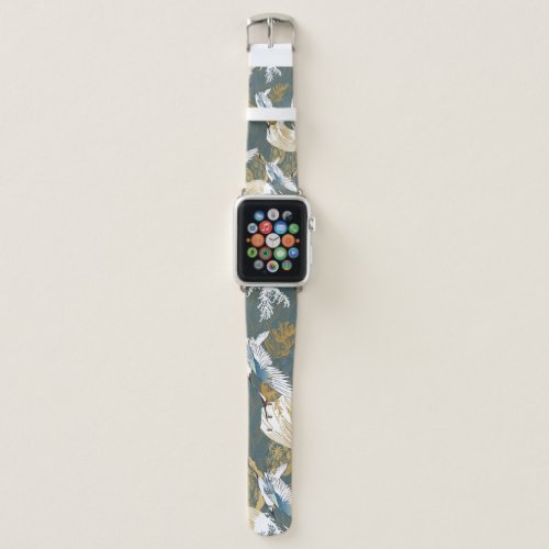 Japanese Vintage Crane Birds Pattern Apple Watch Band