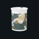 Japanese Vintage Crane Birds Pattern Beverage Pitcher<br><div class="desc">Japanese pattern Vintage. Traditional motif background with crane birds and wave elements. Asia oriental design. Natural luxury texture. Oriental Essence: Crane Birds and Waves in Timeless Harmony. Japanese motif waltzes with cranes. Tradition meets elegance effortlessly. pattern, japanese, motif, illustration, japan, chinese, drawing, antique, seamless, nature, kimono, paper, decorative, blue, background,...</div>