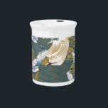 Japanese Vintage Crane Birds Pattern Beverage Pitcher<br><div class="desc">Japanese pattern Vintage. Traditional motif background with crane birds and wave elements. Asia oriental design. Natural luxury texture. Oriental Essence: Crane Birds and Waves in Timeless Harmony. Japanese motif waltzes with cranes. Tradition meets elegance effortlessly. pattern, japanese, motif, illustration, japan, chinese, drawing, antique, seamless, nature, kimono, paper, decorative, blue, background,...</div>